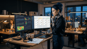 QA lead applying the Adaptive QA Leadership Model across sprint planning and test strategy dashboards